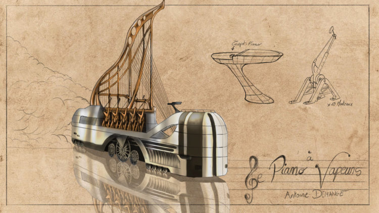 Steampunk-style time-traveling vehicle